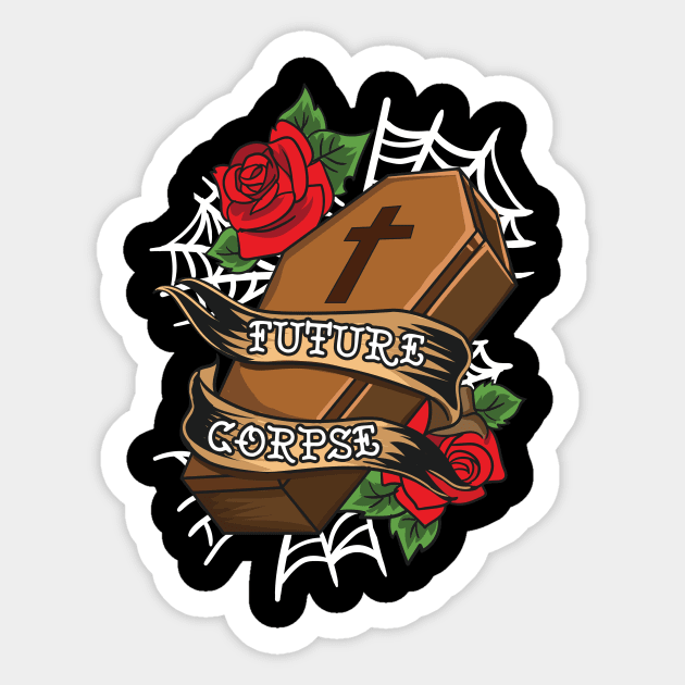 Funny Future Corpse Coffin Pastel Goth Horror Pun Sticker by theperfectpresents